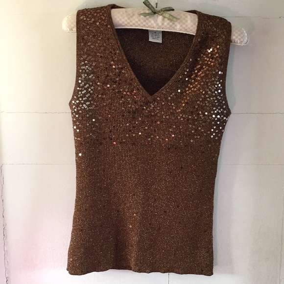 Bronze knit front sequined top - Picture 4 of 7